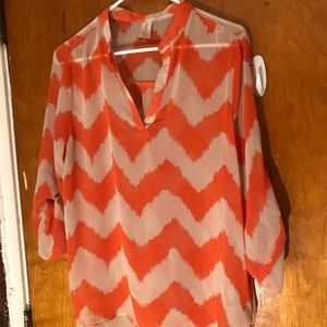 Large Orange and White Top
